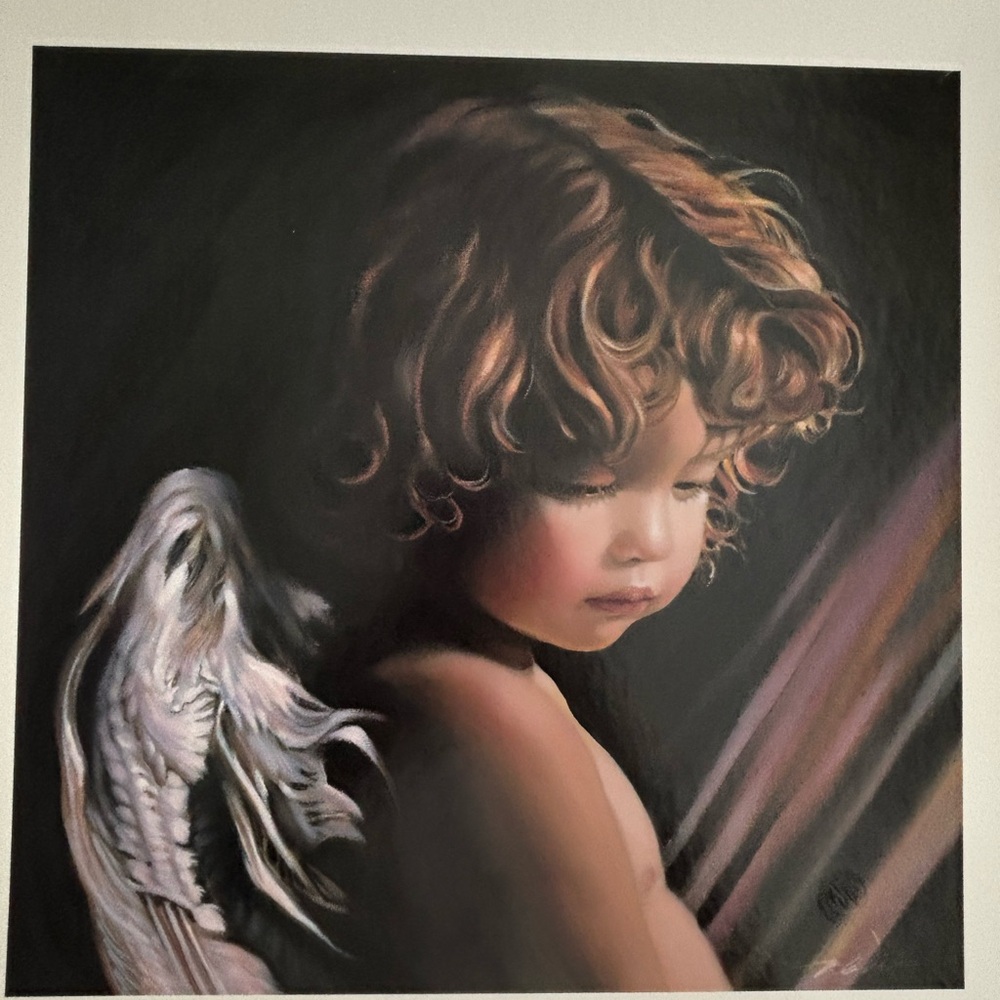 N.A. Noel, Angel Looking Down.
12X12 backed on hard board.